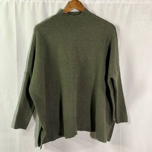 LOFT Olive Green Oversized Mock Neck Drop Shoulder Sweater
